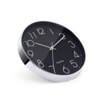 Reloj de pared SH0177 Negro - Plata / 25x25x4cm 10\ / Silencioso / Bateria 1xAA / Mayou 5301770"