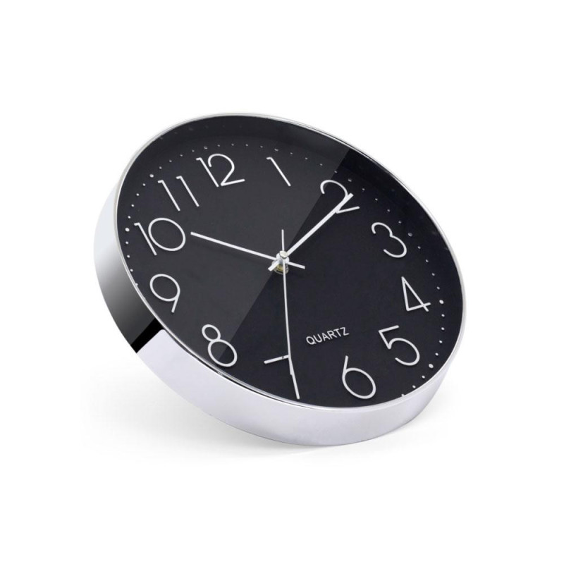 Reloj de pared SH0177 Negro - Plata / 25x25x4cm 10\ / Silencioso / Bateria 1xAA / Mayou 5301770"