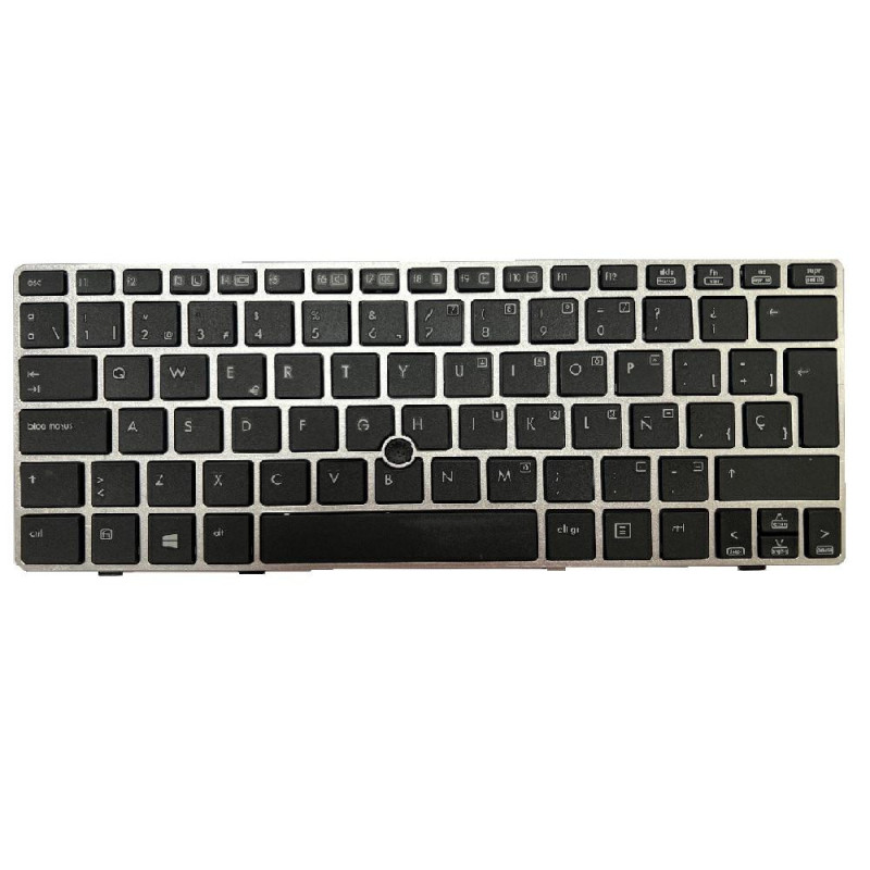 Teclado compatible para portátil HP Elitebook 2560p / 2570p / Español / Marco Plata + Trackball