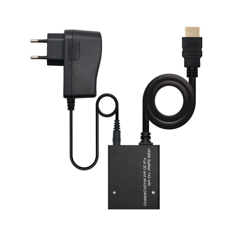 Splitter HDMI 1x2 / 4K / 3D / Con alimentacion / Nanocable / 10.25.3502