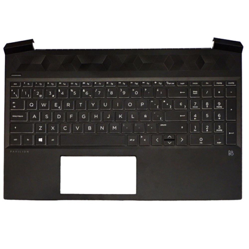 Top case + Teclado compatible para portátil HP 15-EC Negro Retroiluminado