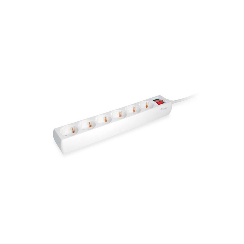 Regleta 6 tomas Equip / Boton apagado-encendido / 1.5 metros / Blanca / 245552