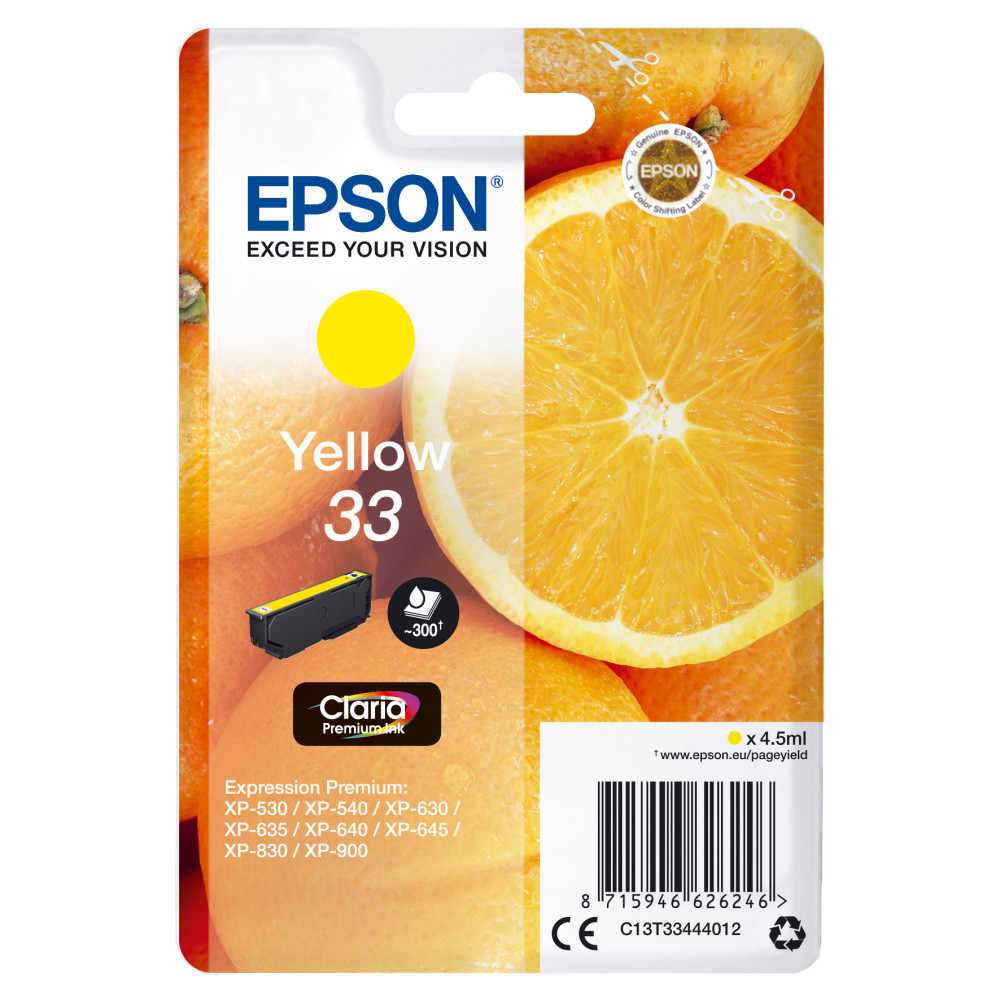 Tinta original epson t3344 amarillo c13t33444022 4.5ml   con alarma