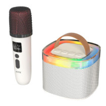 Altavoz Bluetooth 5.3 + Microfono inalambrico / TF4186 / 10w / 2000mah / Luz RGB / Tws / Micro SD / Aux / Blanco / Mtk