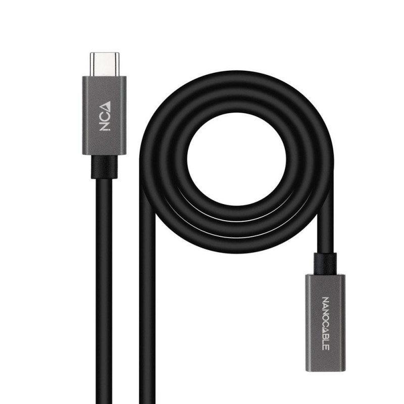 Cable prolongador Type-C  M/H / 1m / 3a / USB-C 3.2 Gen2 / 20Gbps / 4K/60Hz / 60W / Nanocable  10.01.4401