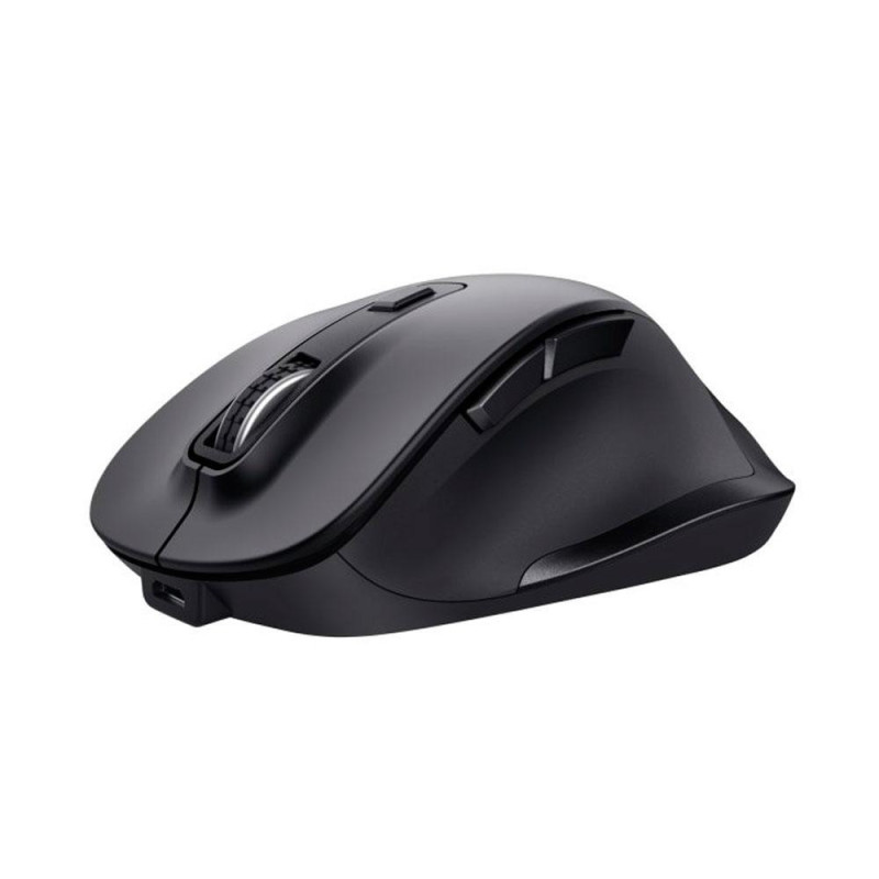 Raton óptico inalambrico Trust Fyda / Ergonomico / Recargable / 2400 dpi / Type-C / 6 Botones / Negro / 24727