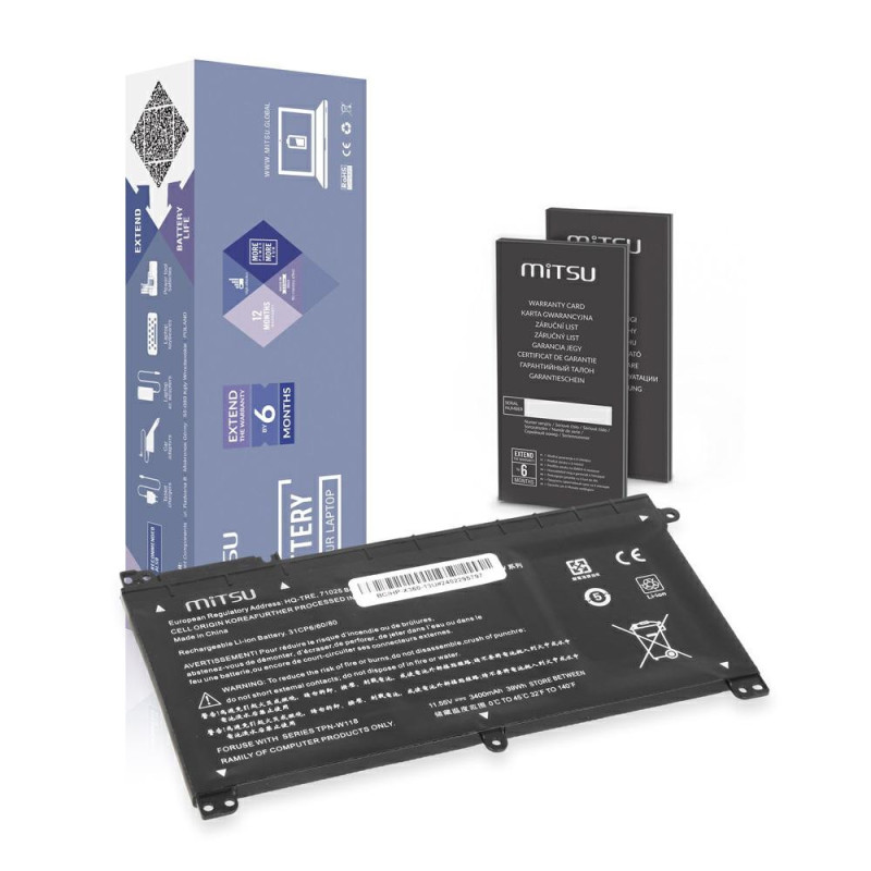 Batería compatible para portátil HP BI03XL 11.55V 3400mAh Mitsu