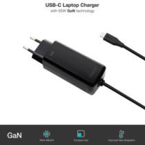 Cargador para portátil universal automático GAN 65W Type-C PD / Tooq / Negro / TQLC-USBCGAN65PD-C