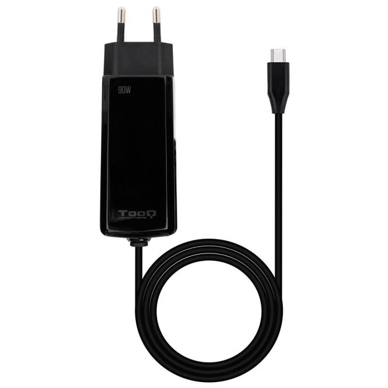 Cargador para portátil universal automático GAN 90W Type-C PD / Tooq / Negro / TQLC-USBCGAN90PD-C