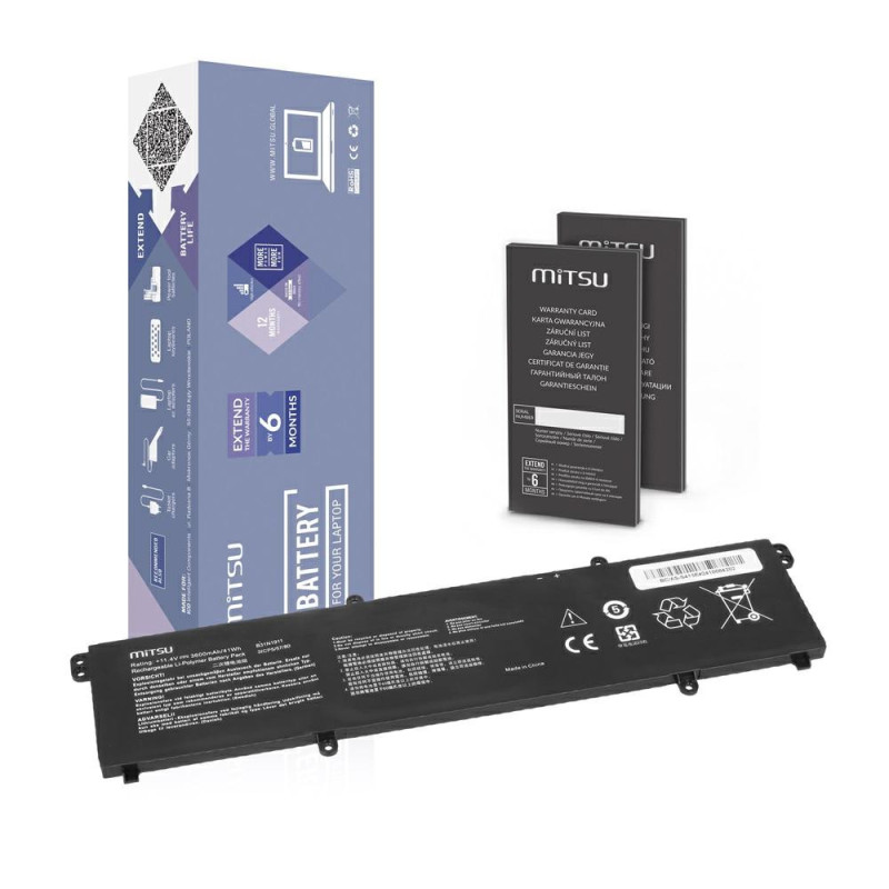 Batería compatible para portátil ASUS B31N1911 11.4V 3600mAh Mitsu