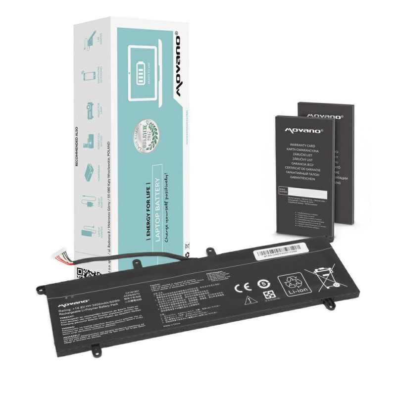 Batería compatible para portátil ASUS C41N1901 14.8V 3400mAh Movano