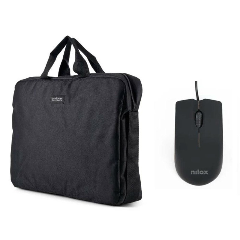 Maletin + Raton USB Nilox / Hasta 15.6\ / 1000 Dpi / Asa de mano / Negro / NXBM001"
