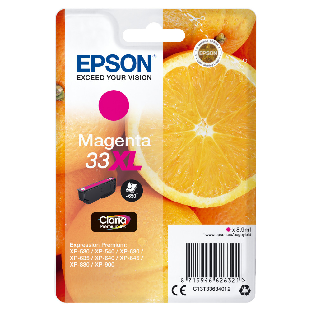 Tinta original epson t3363 xl magenta c13t33634022 8.9ml   con alarma