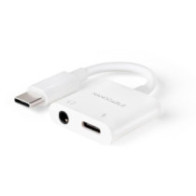 Cable adaptador de audio Type-C / Type-C Hembra PD + Jack 3.5mm Hembra / 65W / 11.5cm / 10.24.1206 / Tooq / Blanco