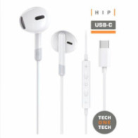 Auriculares Intrauditivos Type-C earTECH HIP / Micrófono / 1.2m / Blancos / TEC1301 / Tech One Tech