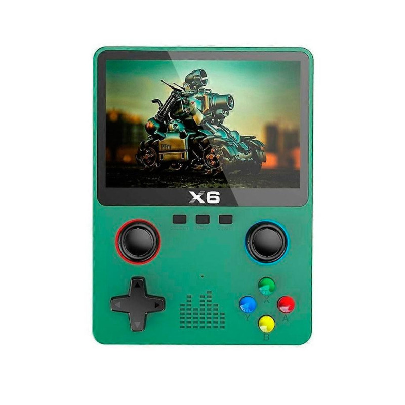 Consola Portátil Juegos Retro X6 / 11 simuladores / Pantalla IPS 3,5\ / Verde / EX-83553-G"