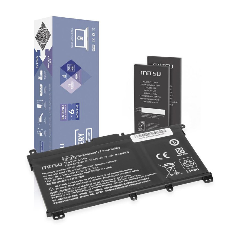 Batería compatible para portátil HP HW03XL 11.4V 4150mAh Mitsu