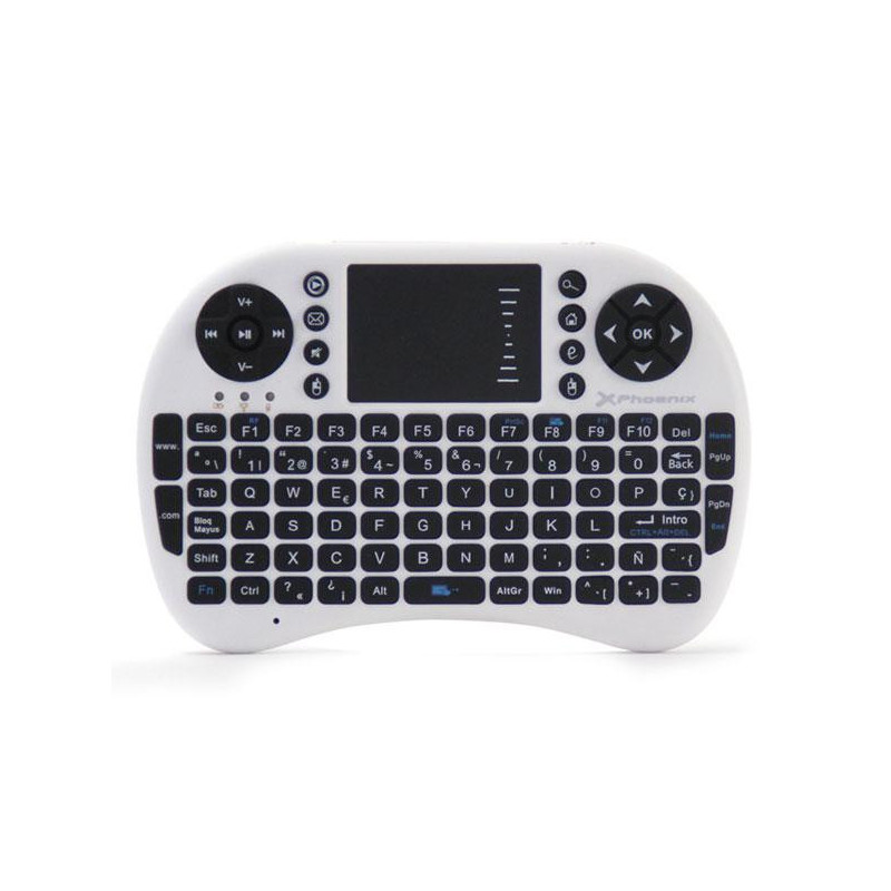 Mini Teclado Inalambrico + Touchpad Phoenix Phtalkkeyboard+ / Smart Tv / TvBox / Android Tv / Blanco - Negro