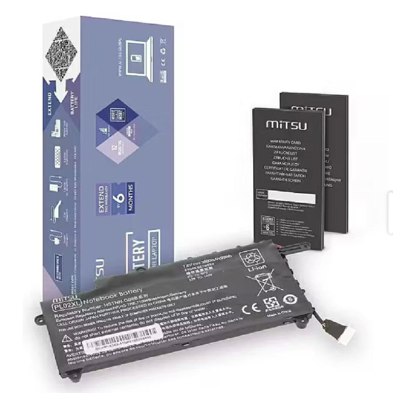 Batería compatible para portátil HP PL02XL 7.6V 3800mAh Mitsu