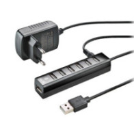 Hub 7 puertos USB 2.0 / NGS Ihub7 Tiny / Alimentado / Incluye Adaptador de Corriente / Negro
