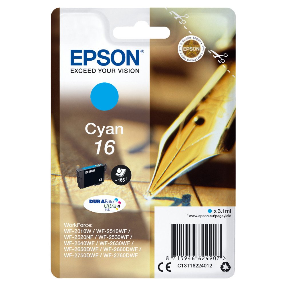 Tinta original epson t1622 cian c13t16224012 3.1ml