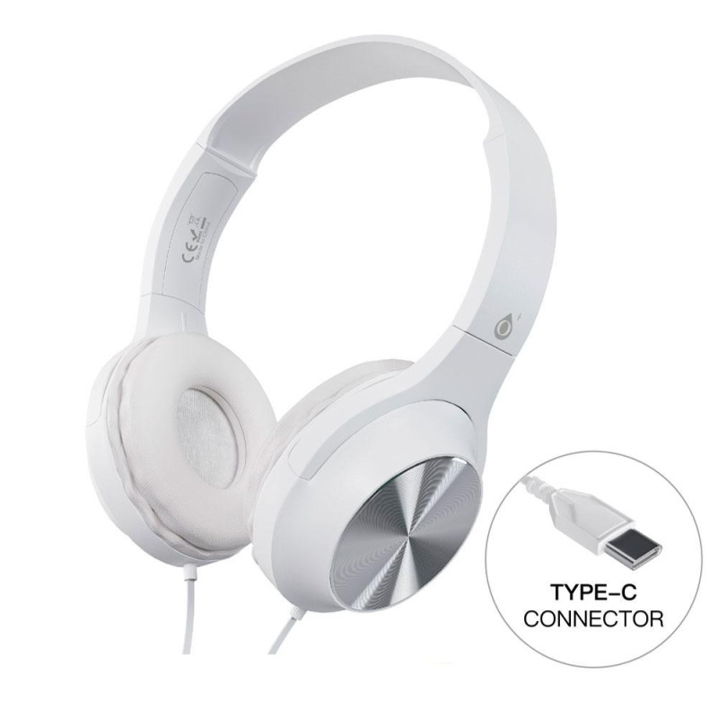 Auriculares diadema NC3282 / Type-C / 1.2m / Microfono / Compatible Apple / Blanco / One + / 2302821