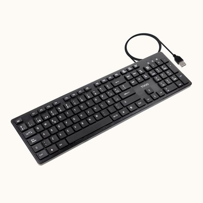 Teclado USB TOOQ / 105 Teclas / Silencioso / Compacto / Negro / TQK-2003-B