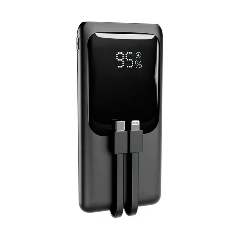 PowerBank Gembird 10.000 mah / 20W PD / 18W QC 3.0 / Cable Type-C / Cable Lightning / 1x USB / Negro / PB10-PD20-LCD-01