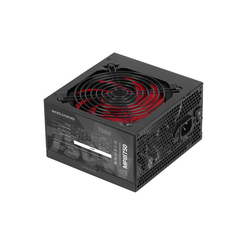 Fuente de alimentacion mars gaming mpiii 750w, eficiencia 85% pfc activo vent 12x12 14db hasw