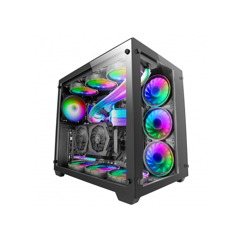 Caja e-atx mars gaming mcv3 black xxl premium custom doble ventana de cristal templado