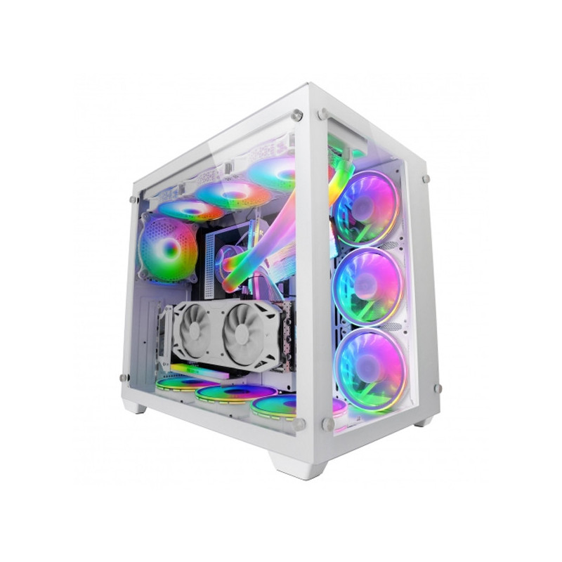 Caja e-atx mars gaming mcv3 white xxl premium custom doble ventana de cristal templado
