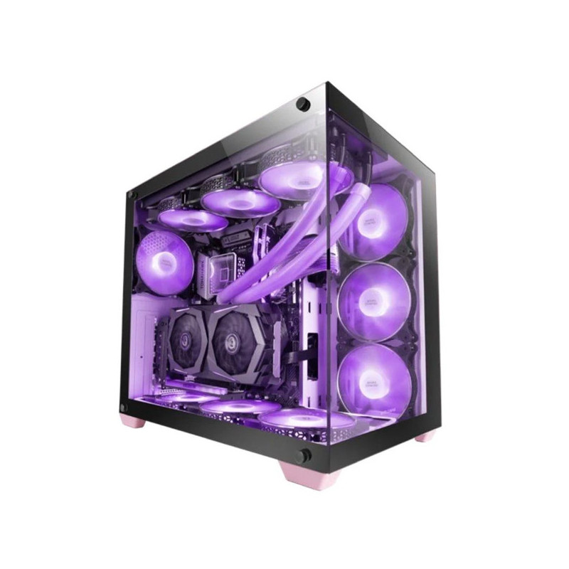 Caja e-atx mars gaming mcv4 pink xxl premium custom doble ventana de cristal templado c