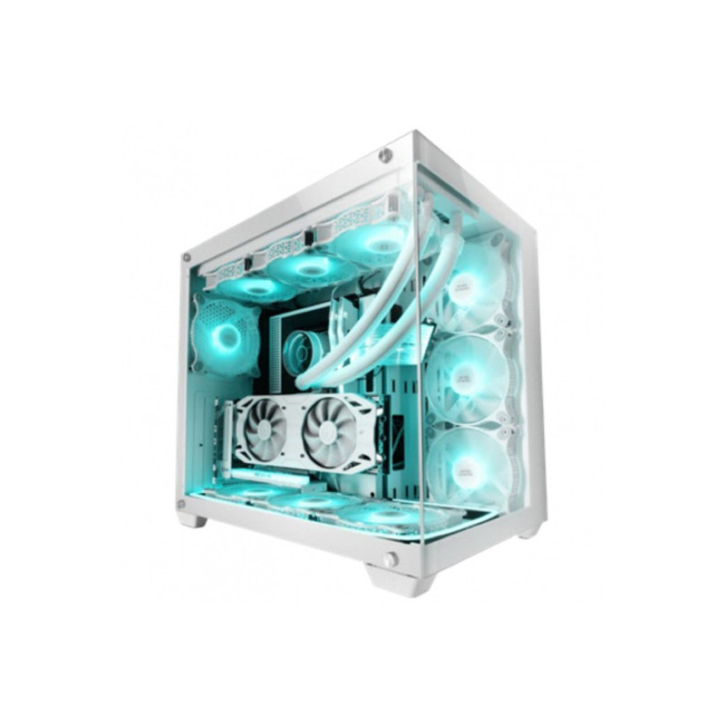 Caja e-atx mars gaming mcv4 white xxl premium custom doble ventana de cristal templado