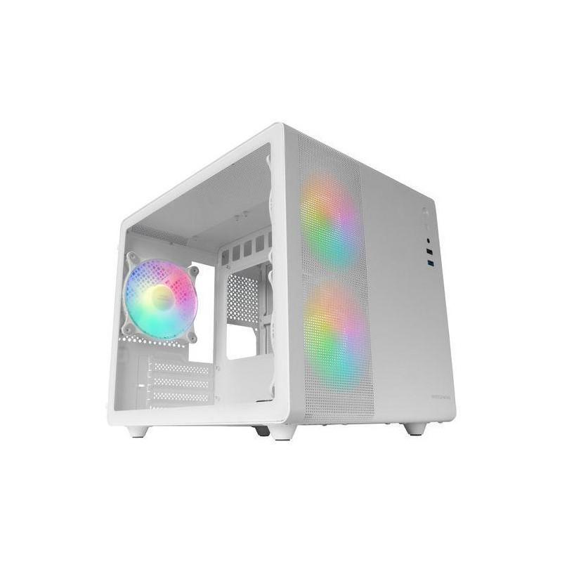Caja microatx cube gaming mars gaming mc400 white frontal mesh dise?o cube 3xventiladores 120mm rgb