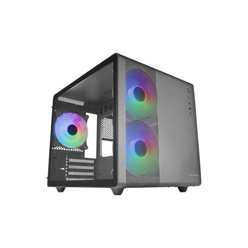 Caja microatx cube gaming mars gaming mc400 black frontal mesh dise?o cube 3xventiladores 120mm rgb