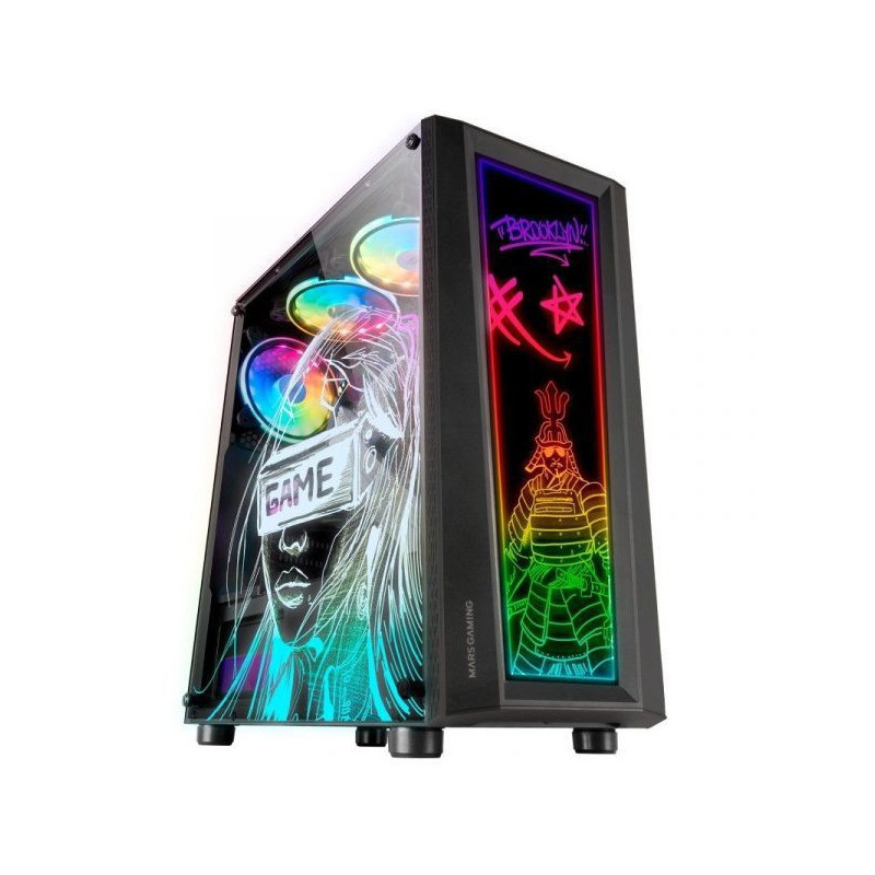 Caja atx mars gaming mc-art black lateral y frontal personalizable con iluminacion
