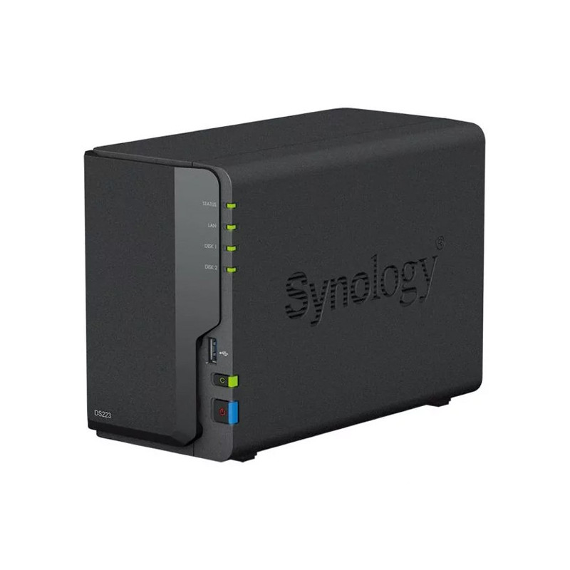 Servidor nas synology disk station ds223 2gb 3xusb3.2 2 bahias realtek rtd1619b jbod, raid 0, raid 1