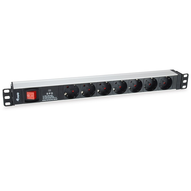 Regleta alimentacion rack 19\ 1u 7 tomas con interruptor y protector sobretension"