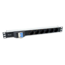 Regleta alimentacion aluminio rack 19\ 1u 6 tomas tipo shucko euro con magnetotermico cable 1.8m"