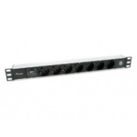 Regleta alimentacion aluminio rack 19\ 1u 7 tomas tipo shucko euro + 2 tomas usb con protector spd c"