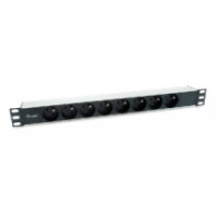 Regleta alimentacion aluminio rack 19\ 1u 8 tomas tipo shucko euro cable 1.8m"