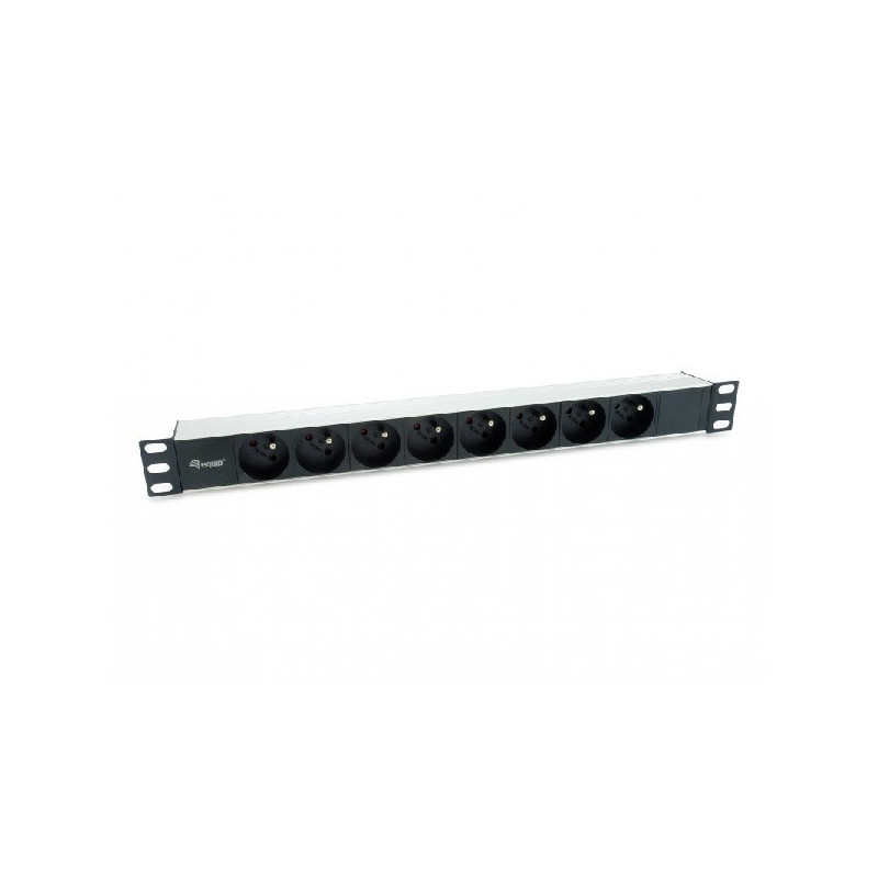 Regleta alimentacion aluminio rack 19\ 1u 8 tomas tipo shucko euro cable 1.8m"
