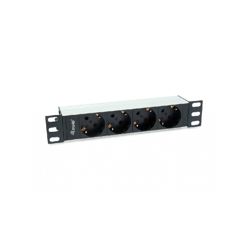 Regleta alimentacion aluminio rack 10\ 1u 4 tomas tipo shucko euro cable 1.5m"