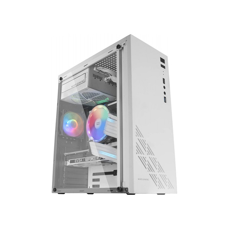 Caja atx mars gaming mc100 white frontal y chasis en acero ultra-ligero 1xventilado