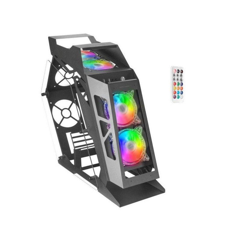 Caja microatx gaming mars gaming mc61 black dise?o premium controladora argb con mando 4 ventiladore