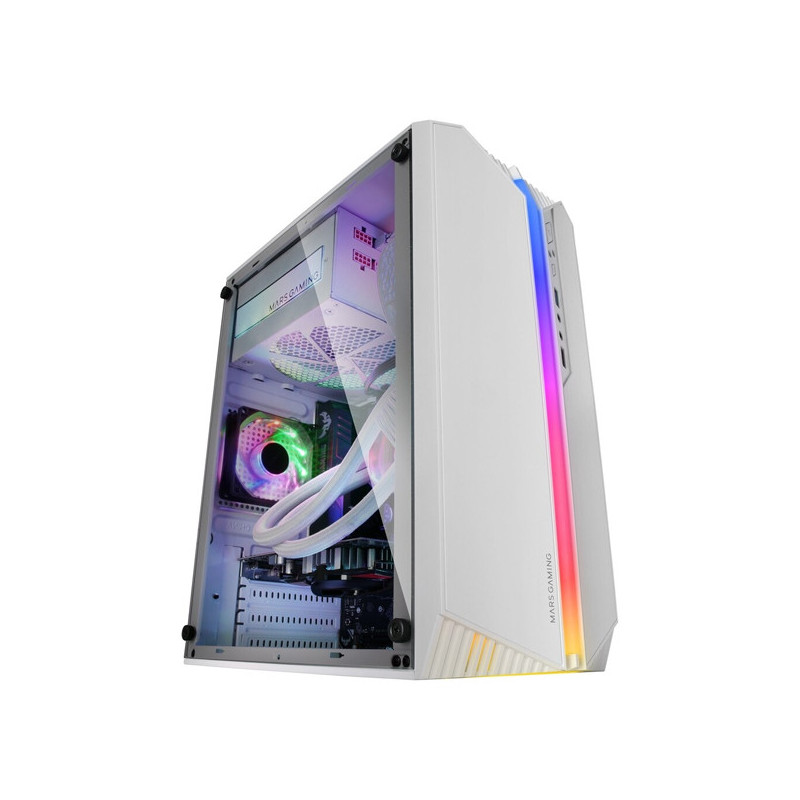 Caja microatx gaming mars gaming mc-s1 white frontal argb ventilador traser frgb ventana lateral sin