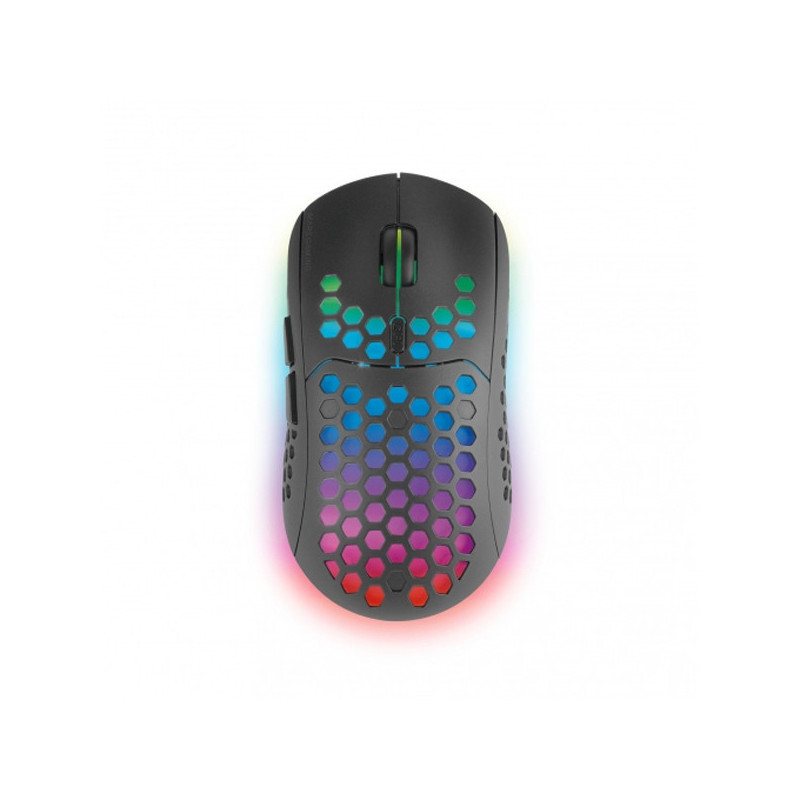 Mouse mars gaming wireless rgb mmw3 black usb 2.4g bateria recargable 3200dpi ultraligero hive ilumi