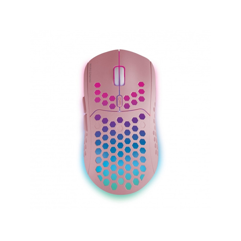 Mouse mars gaming wireless rgb mmw3 pink usb 2.4g bateria recargable 3200dpi ultraligero hive ilumin