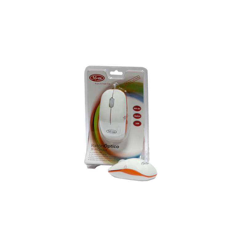 Mouse 3free mcm101/wo dise?o blanco naranja