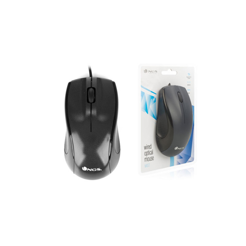 Mouse ngs black mist optico con cable